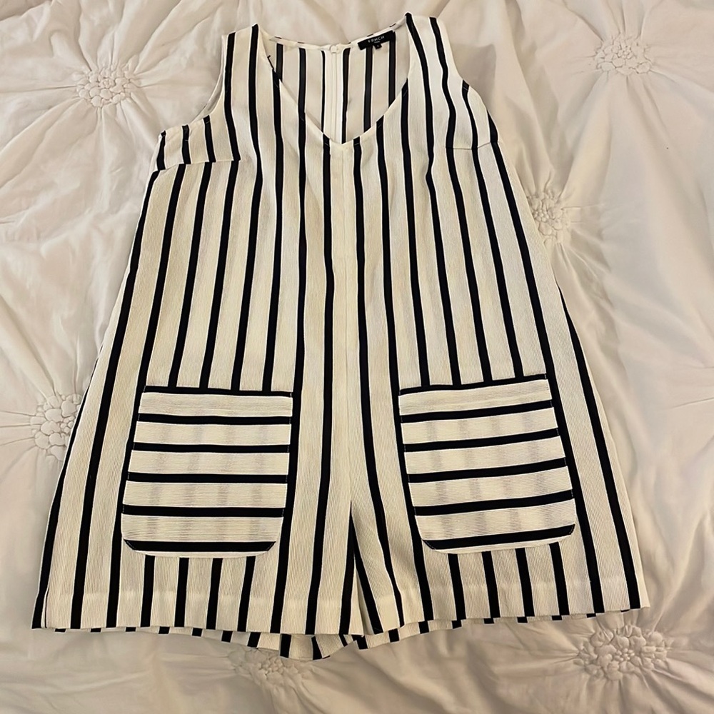 Frnch Striped Shorts Romper